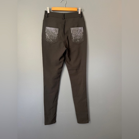 AKIRA Black skinny pants with dripping rhinestones Size Medium - Picture 4 of 5